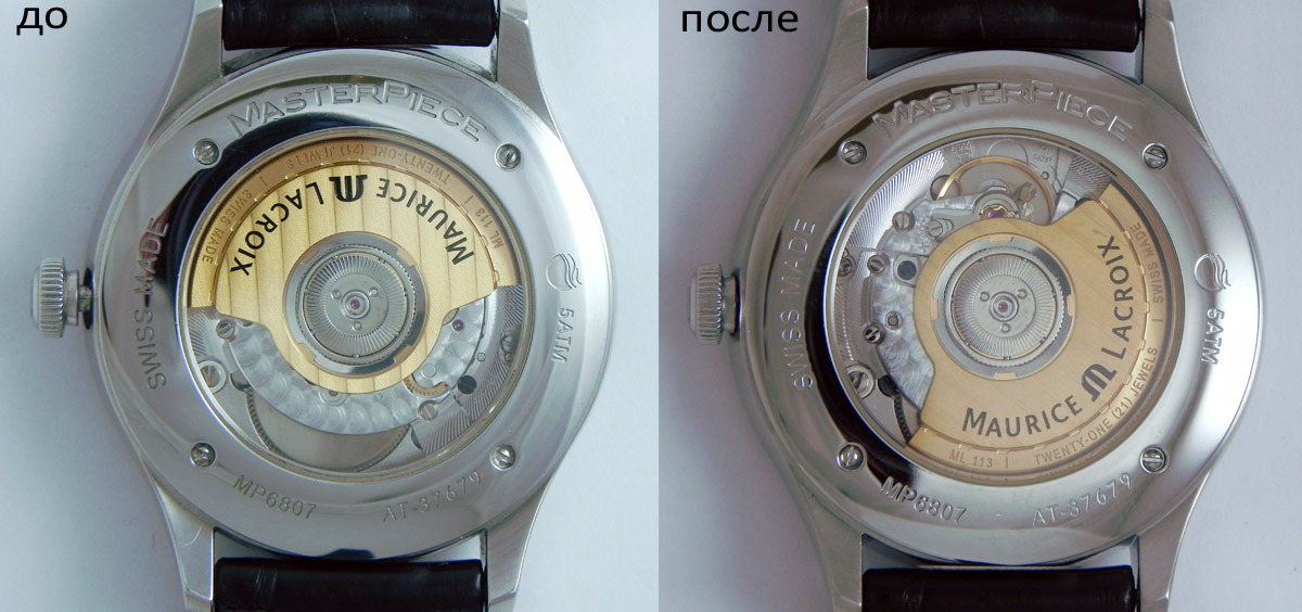 Пример полировки часов MAURICE LACROIX MP6807-SS001-111