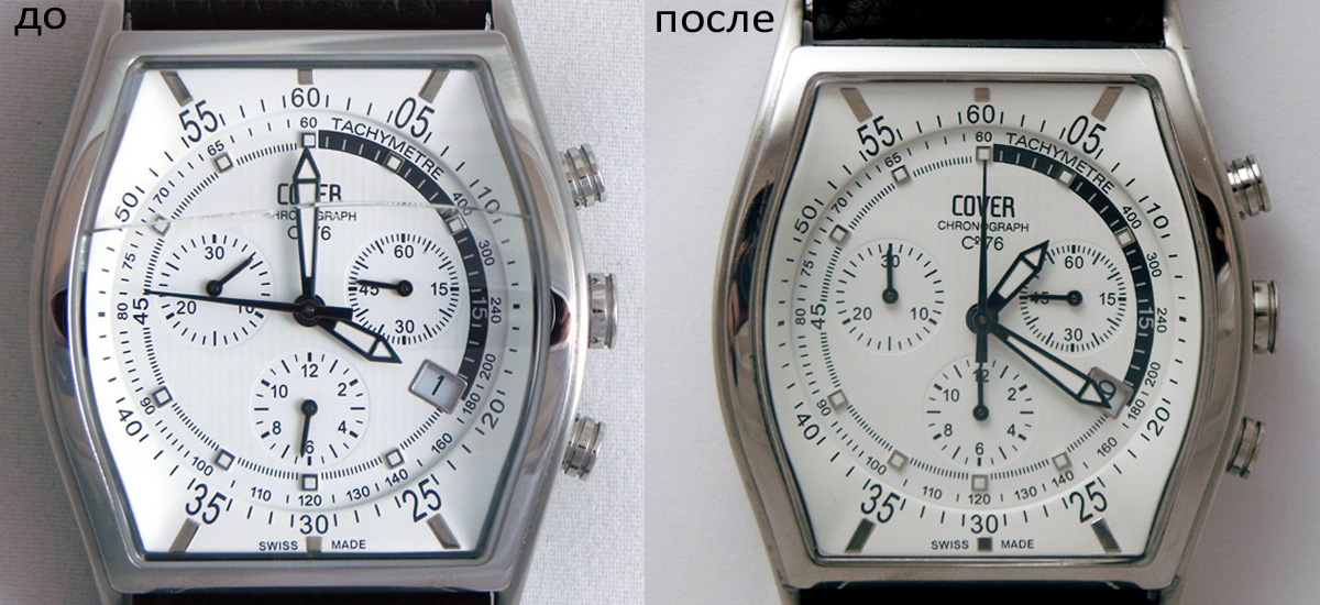 Пример замены фигурного стекла часов Cover (3)
