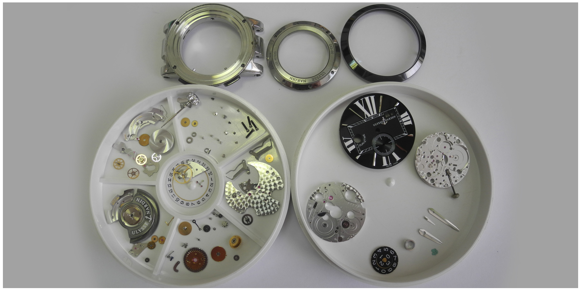 Пример полировки и ремонта часов Ulysse Nardin мойка деталей часов
